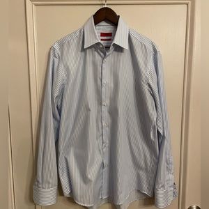 Hugo Boss - Blue & White Stripe Dress Shirt - Regular Fit - Size 16